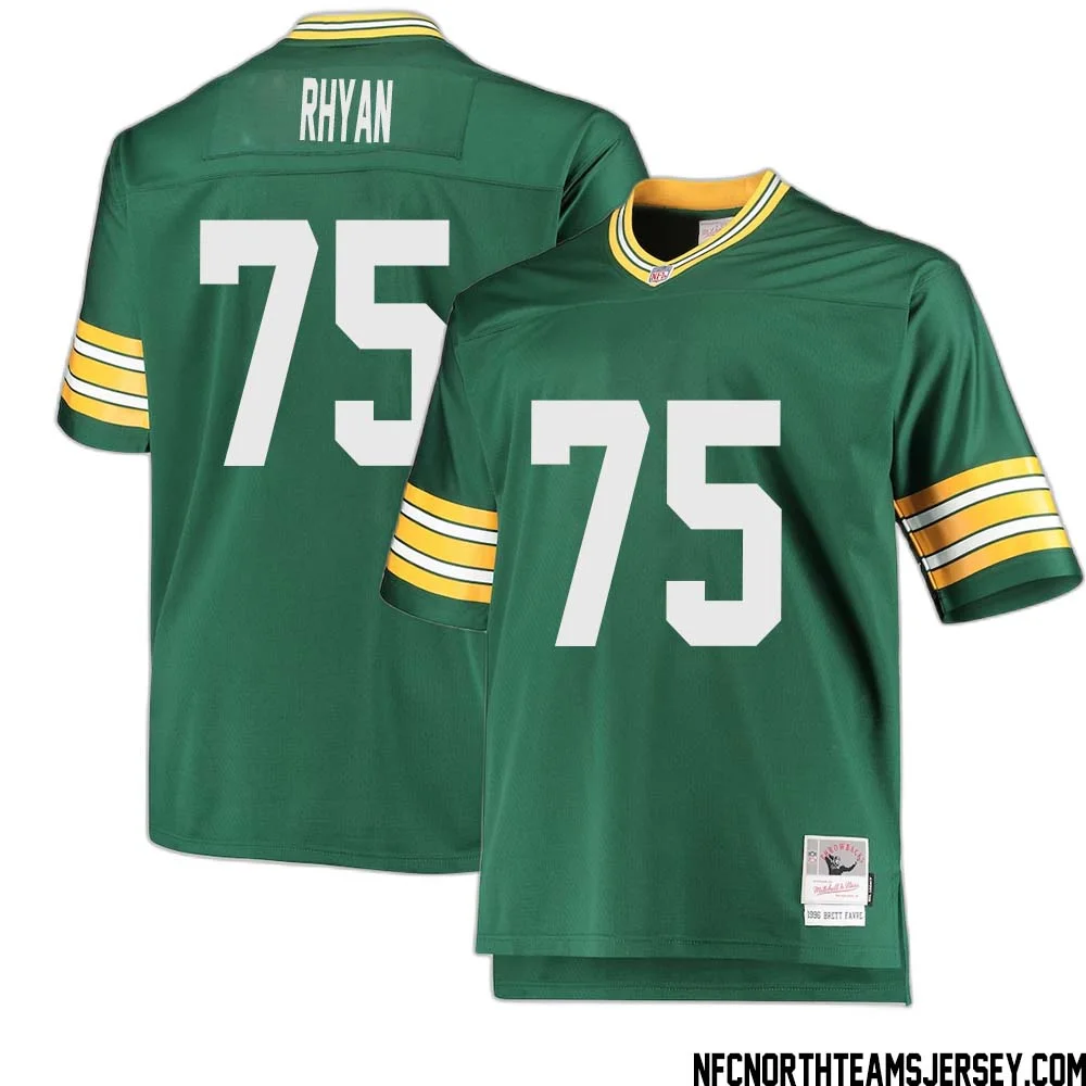 Sean Rhyan No 75 Green Bay Packers Mitchell Ness Big Tall 1996 Retired Player Replica Jersey Green