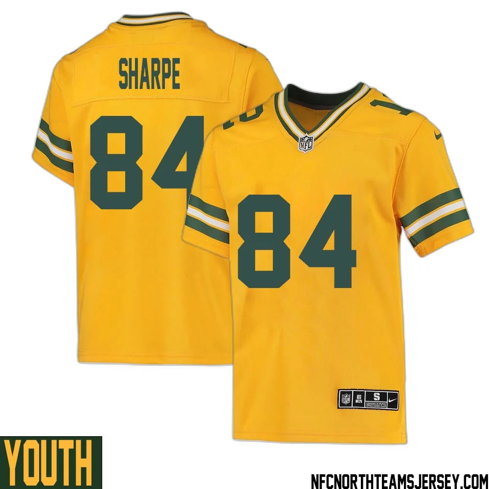 Sterling Sharpe No 84 Davante Adams Green Bay Packers Inverted Legend Jersey Gold Youth