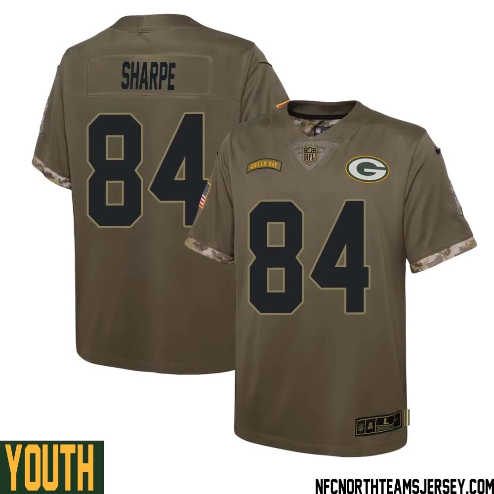 Sterling Sharpe No 84 Green Bay Packers 2022 Salute To Service Limited Player Jersey Youth