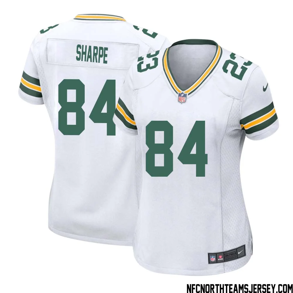 Sterling Sharpe No 84 Green Bay Packers Away Game Jersey Womens White 1