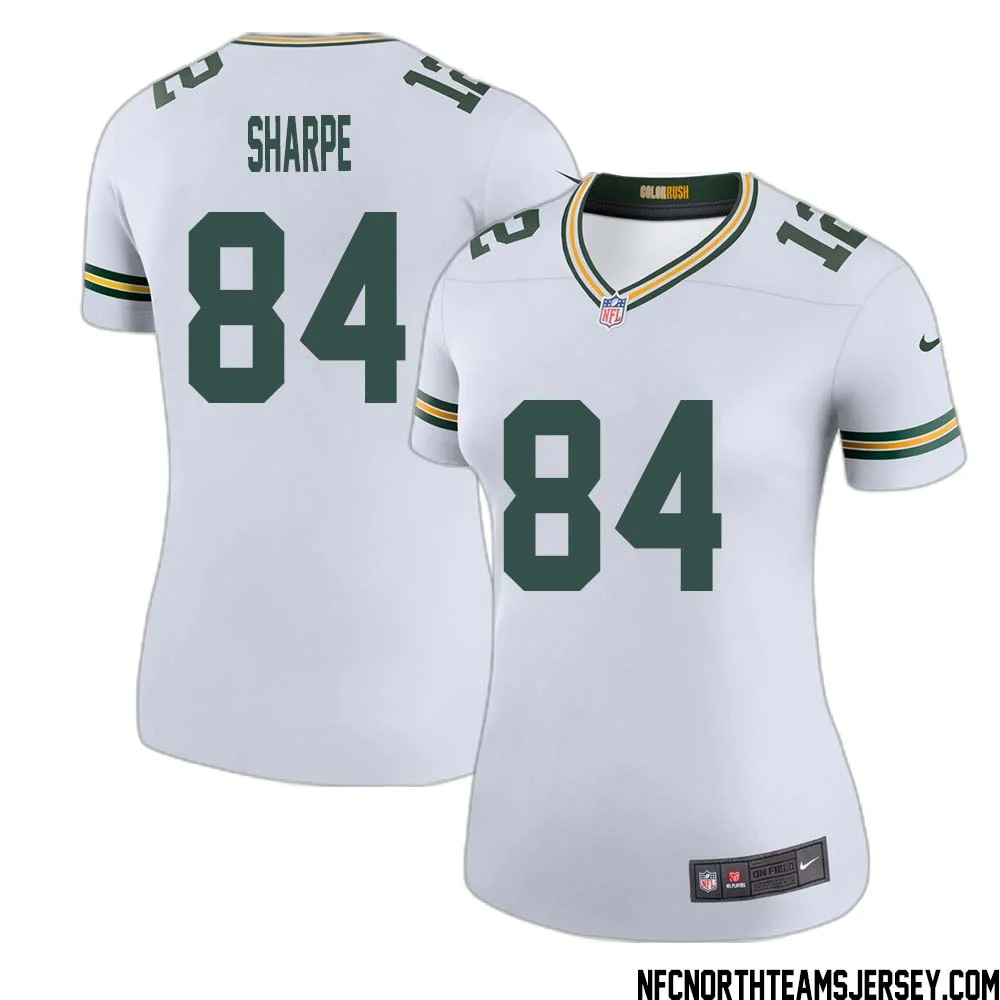 Sterling Sharpe No 84 Green Bay Packers Color Rush Legend Jersey White Womens