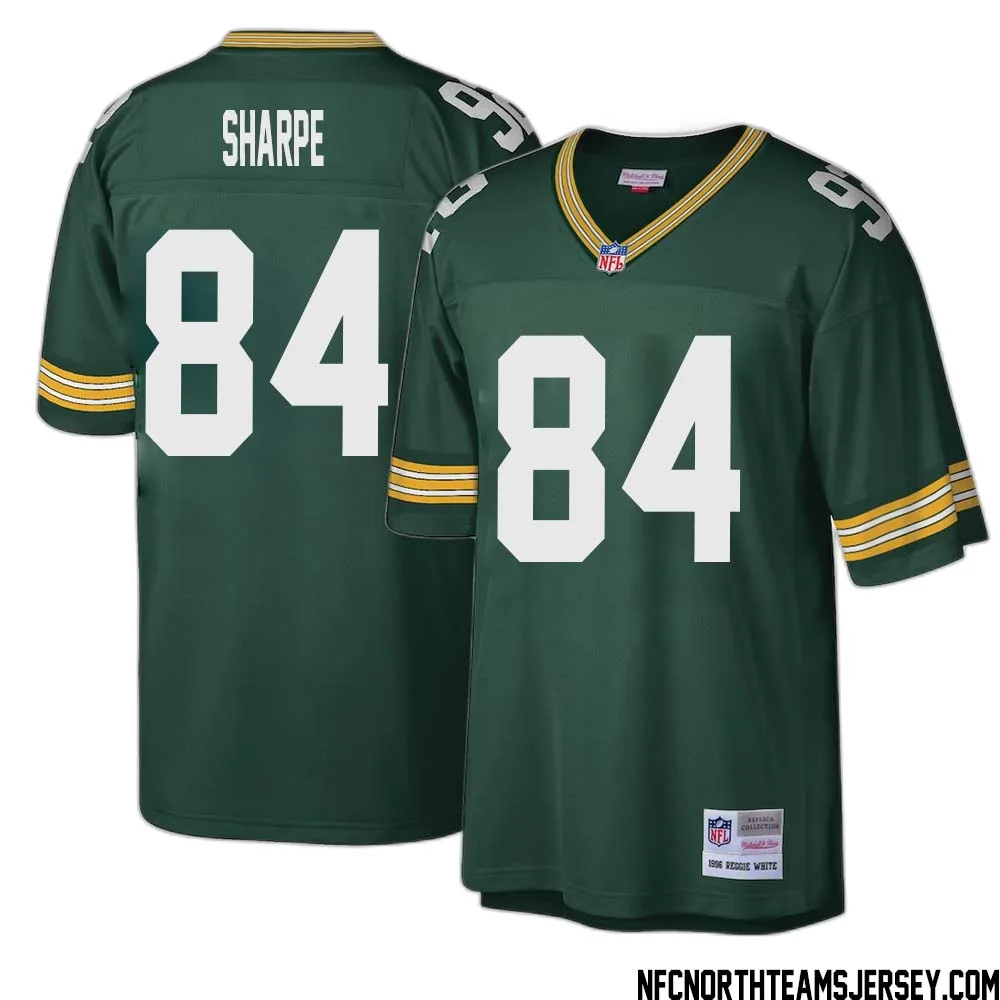 Sterling Sharpe No 84 Green Bay Packers Mitchell Ness Big Tall 1996 Retired Player Replica Jersey Green 1 1