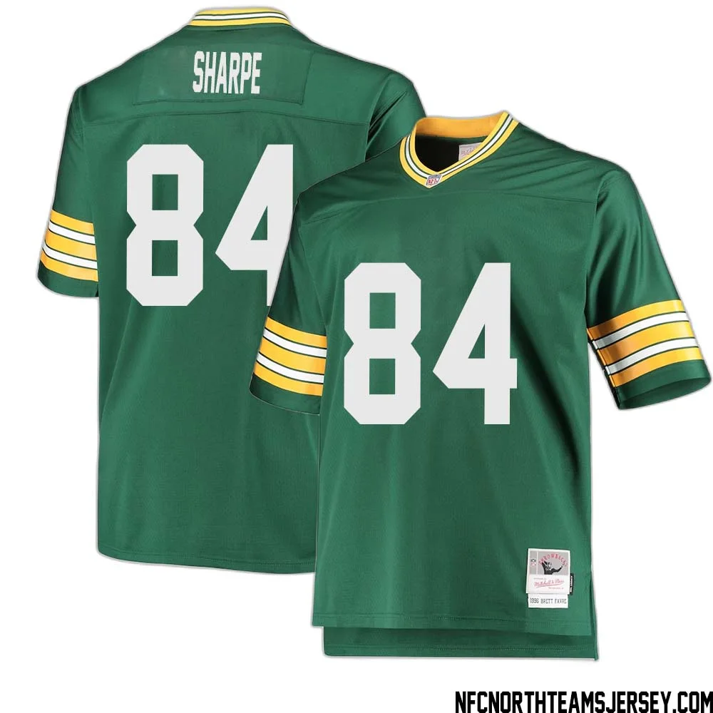 Sterling Sharpe No 84 Green Bay Packers Mitchell Ness Big Tall 1996 Retired Player Replica Jersey Green