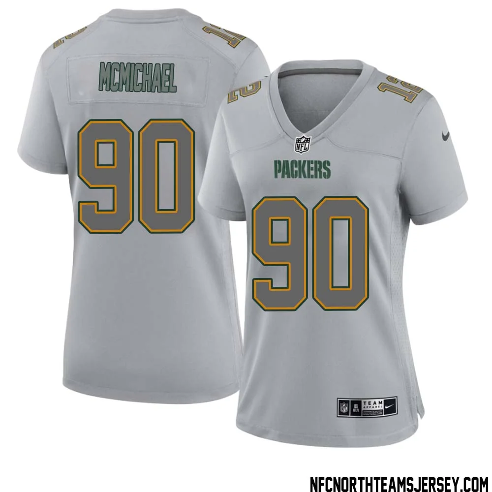 Steve McMichael No 90 Green Bay Packers Atmosphere Jersey Grey Womens