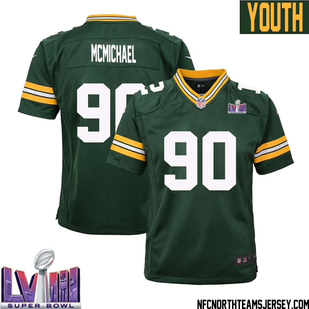 Steve McMichael No 90 Green Bay Packers Super Bowl LVIII Home Game Jersey Youth