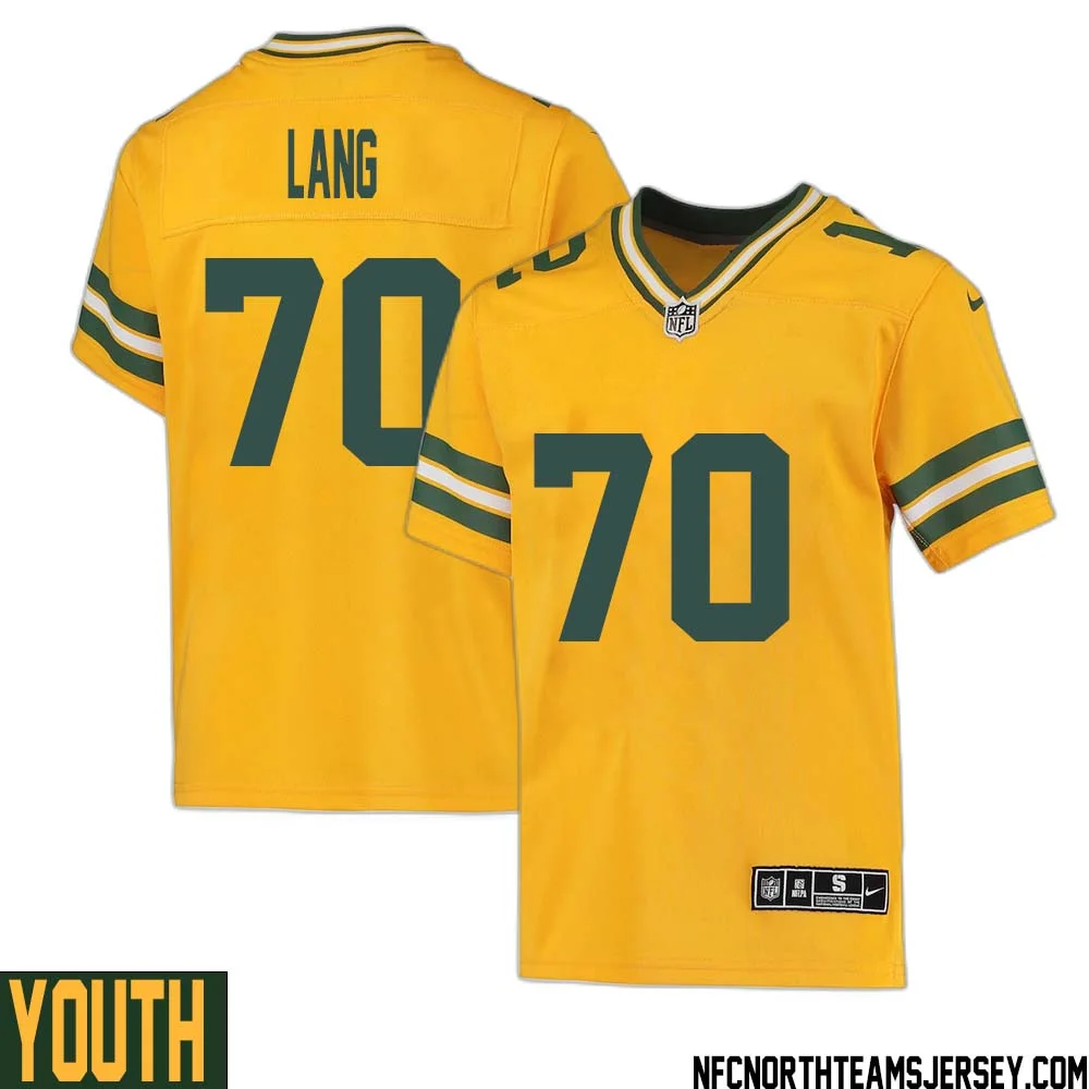 T. J. Lang No 70 Davante Adams Green Bay Packers Inverted Legend Jersey Gold Youth