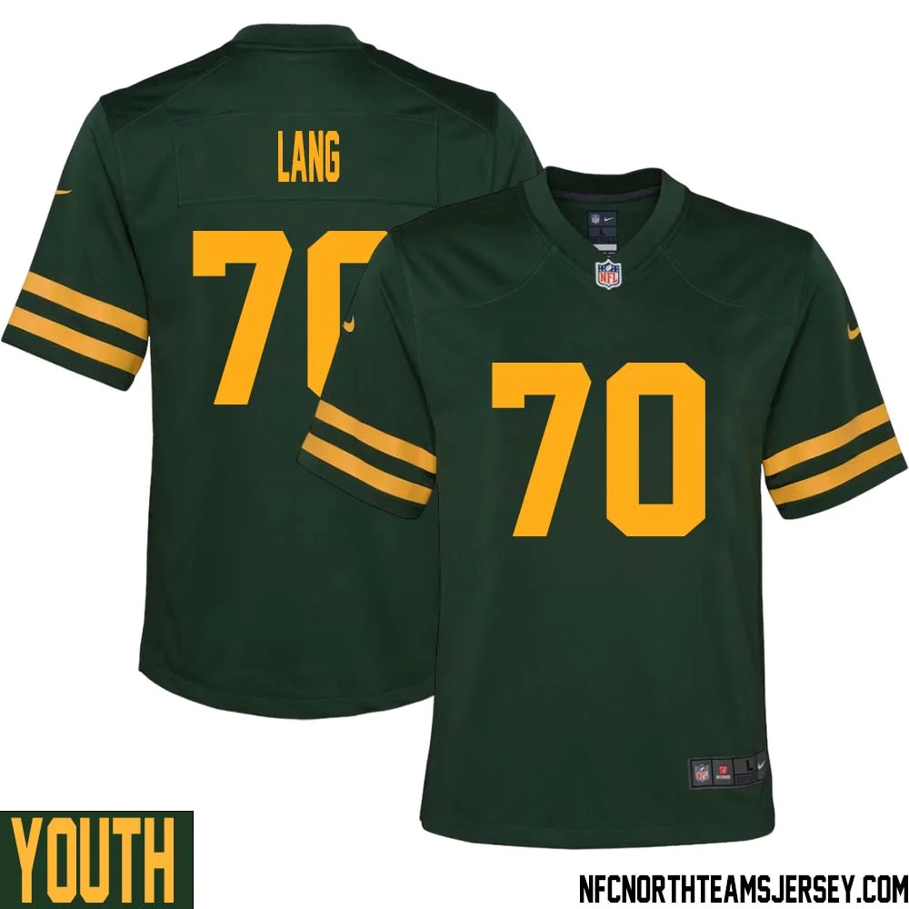 T. J. Lang No 70 Green Bay Packers Alternate Jersey Green Youth
