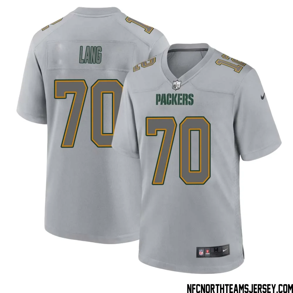 T. J. Lang No 70 Green Bay Packers Atmosphere Jersey Grey Mens 1