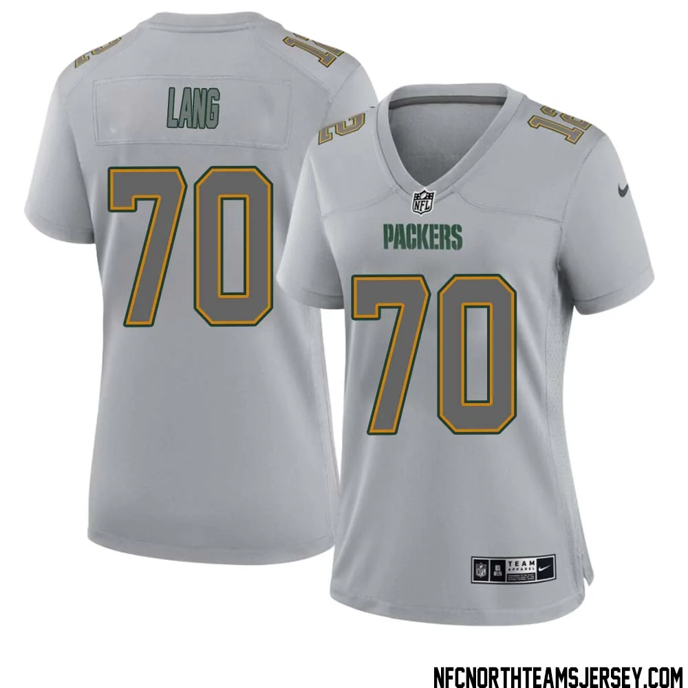 T. J. Lang No 70 Green Bay Packers Atmosphere Jersey Grey Womens 1