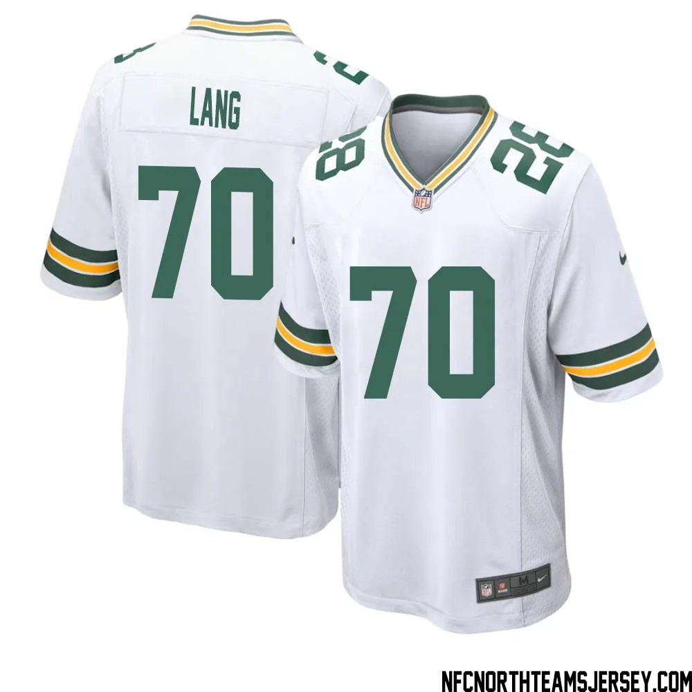 T. J. Lang No 70 Green Bay Packers Away Game Jersey Mens White