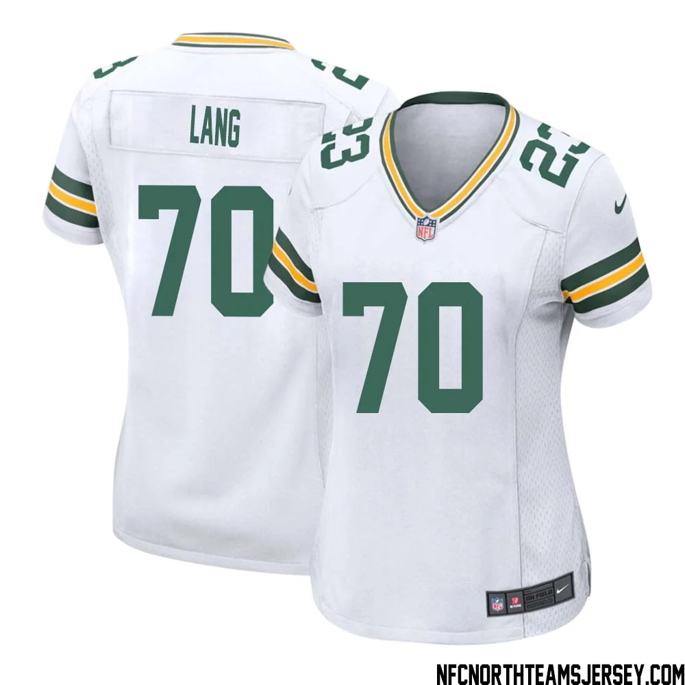 T. J. Lang No 70 Green Bay Packers Away Game Jersey Womens White