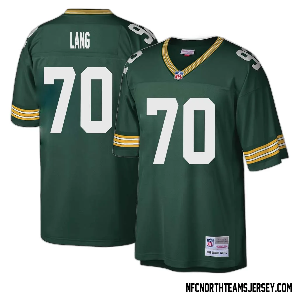 T. J. Lang No 70 Green Bay Packers Mitchell Ness Big Tall 1996 Retired Player Replica Jersey Green 1