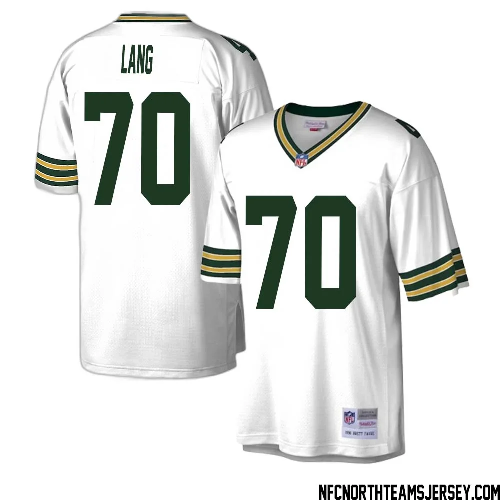 T. J. Lang No 70 Green Bay Packers Mitchell Ness Legacy Replica Jersey White 1 1