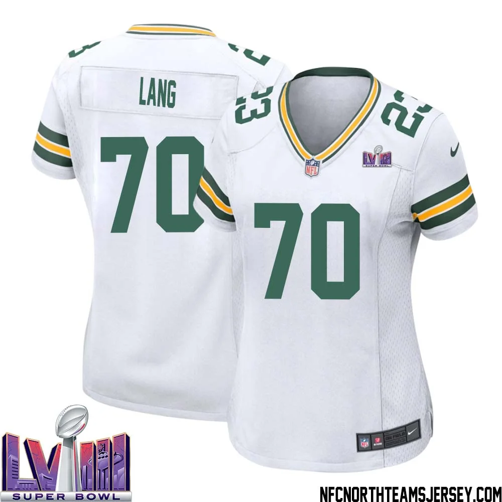 T. J. Lang No 70 Green Bay Packers Super Bowl LVIII Away Game Jersey Womens White