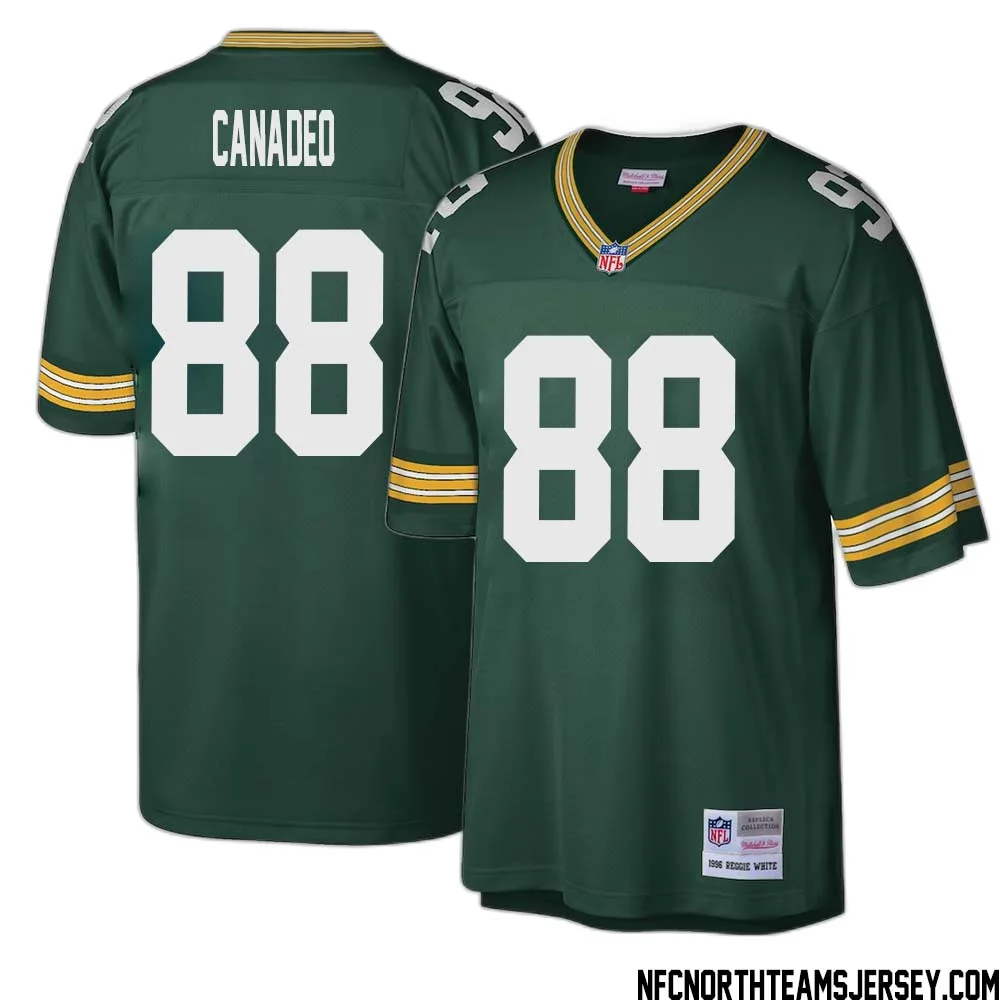 Tony Canadeo No 88 Green Bay Packers Mitchell Ness Big Tall 1996 Retired Player Replica Jersey Green 1