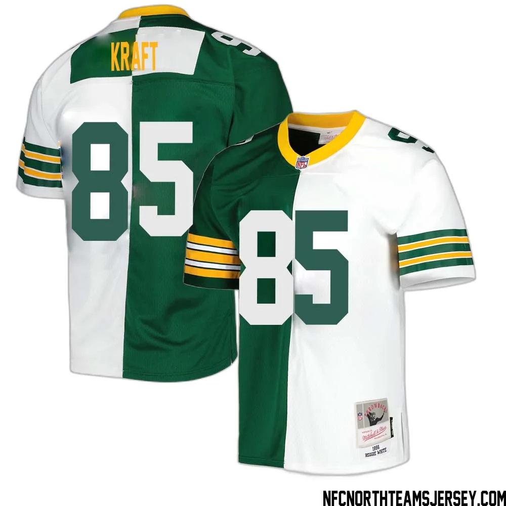Tucker Kraft No 85 Green Bay Packers Mitchell Ness 1996 Split Legacy Replica Jersey Green White