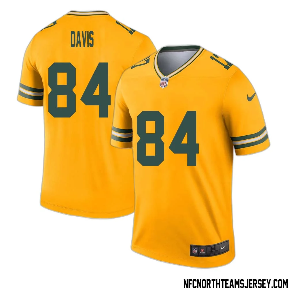 Tyler Davis No 84 Davante Adams Green Bay Packers Inverted Legend Jersey Gold 1
