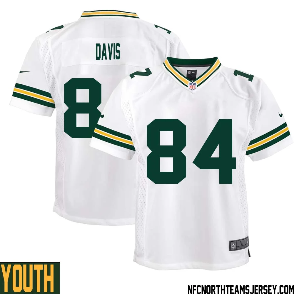 Tyler Davis No 84 Green Bay Packers Away Game Jersey Youth White