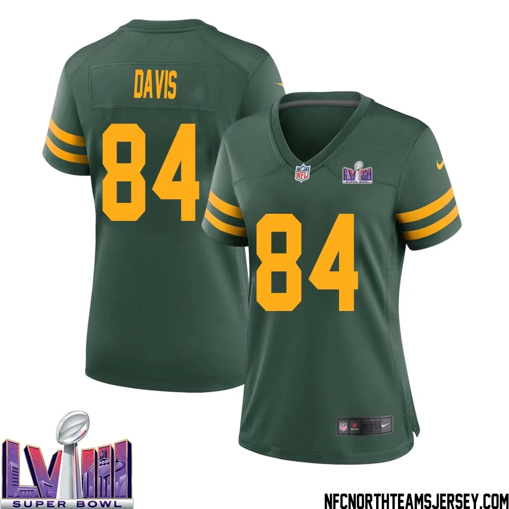 Tyler Davis No 84 Green Bay Packers Super Bowl LVIII Alternate Green Jersey for Women