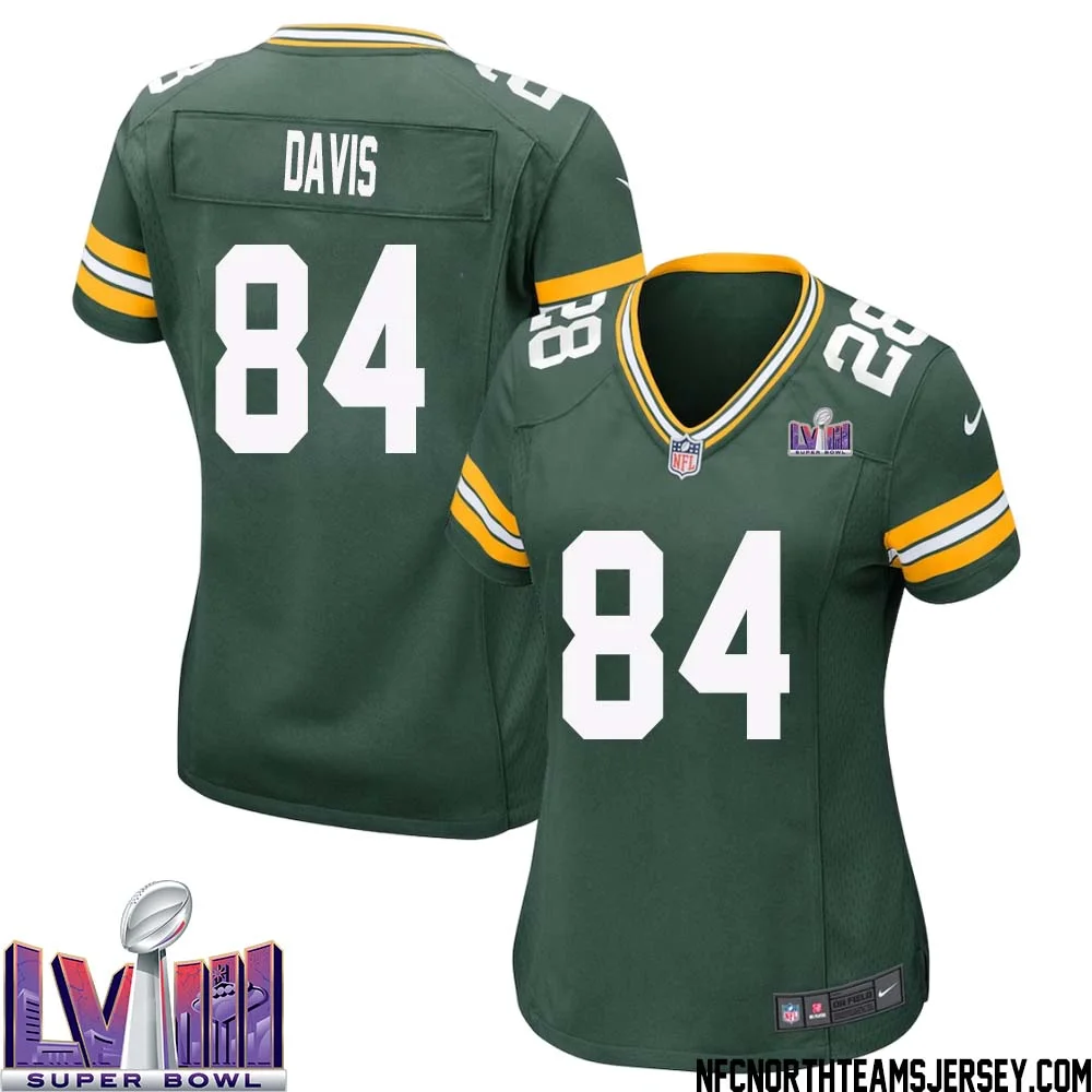 Tyler Davis No 84 Green Bay Packers Super Bowl LVIII Home Game Jersey Womens