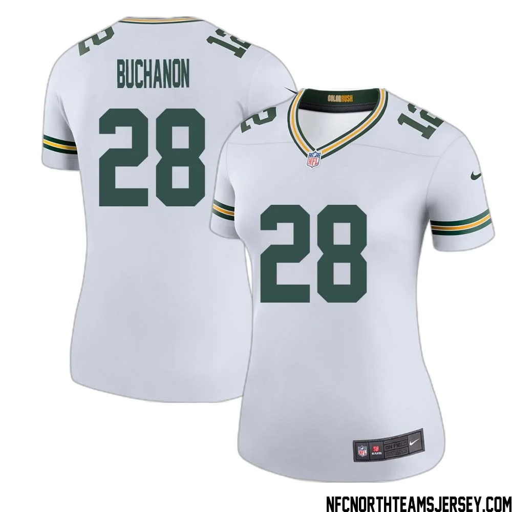 Willie Buchanon No 28 Green Bay Packers Color Rush Legend Jersey White Womens 1