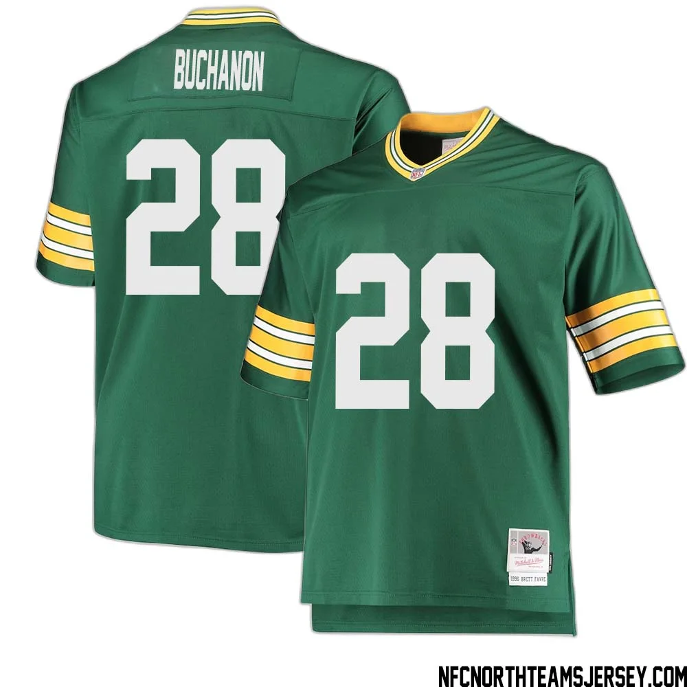 Willie Buchanon No 28 Green Bay Packers Mitchell Ness Big Tall 1996 Retired Player Replica Jersey Green