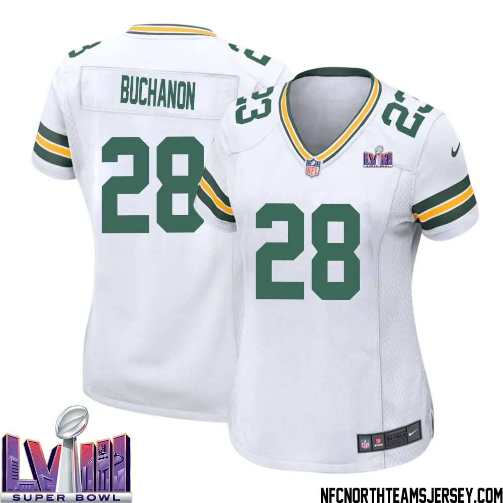 Willie Buchanon No 28 Green Bay Packers Super Bowl LVIII Away Game Jersey Womens White