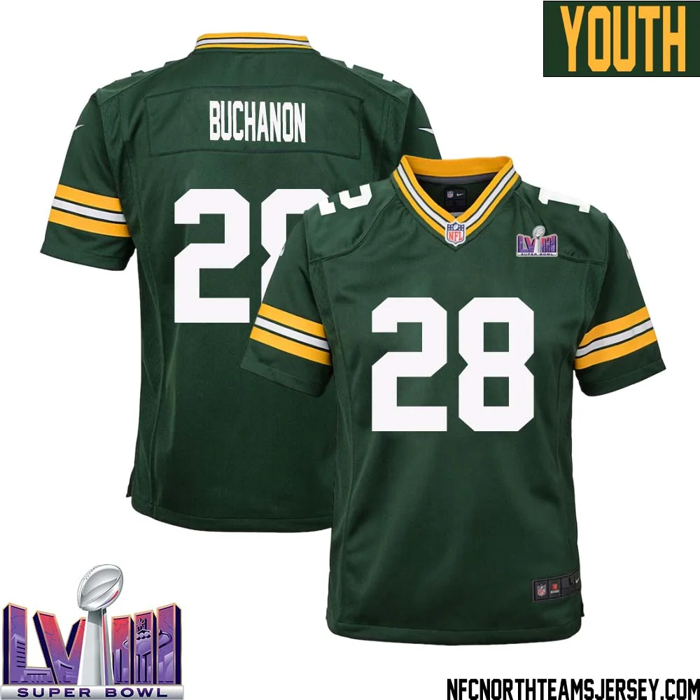 Willie Buchanon No 28 Green Bay Packers Super Bowl LVIII Home Game Jersey Youth 1