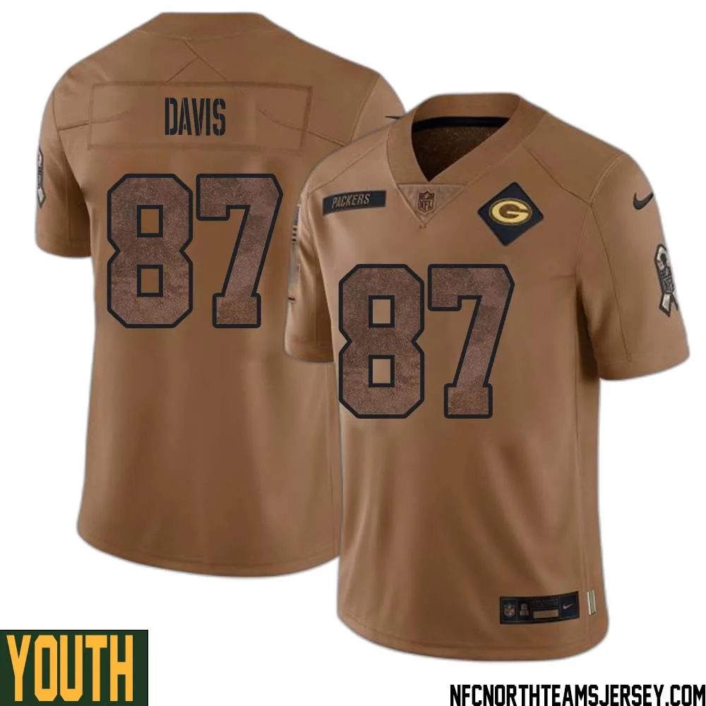 Willie Davis No 87 Green Bay Packers 2023 Salute To Service Limited Player Jersey Youth Brown 1