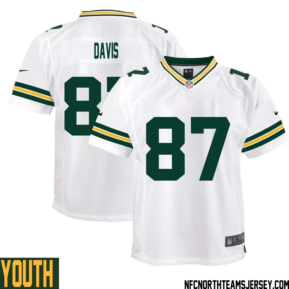 Willie Davis No 87 Green Bay Packers Away Game Jersey Youth White 1