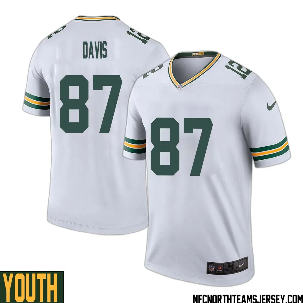 Willie Davis No 87 Green Bay Packers Color Rush Legend Jersey White Youth 1