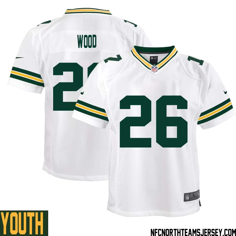 Willie Wood No 26 Green Bay Packers Away Game Jersey Youth White 1