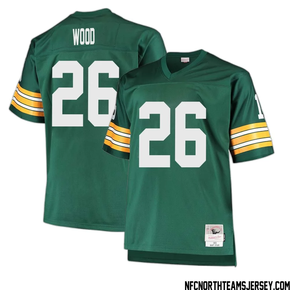 Willie Wood No 26 Green Bay Packers Mitchell Ness Big Tall 1968 Retired Player Replica Jersey Green 1