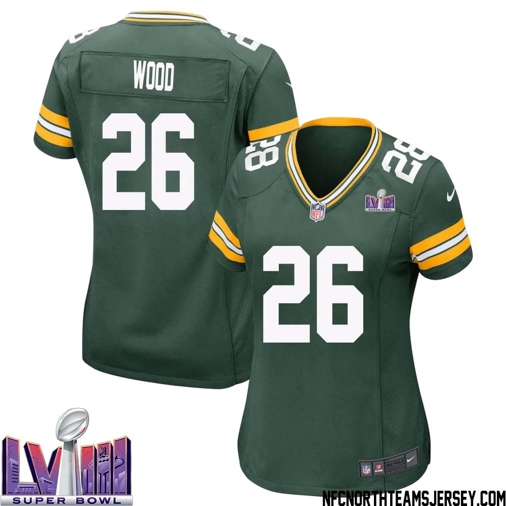 Willie Wood No 26 Green Bay Packers Super Bowl LVIII Home Game Jersey Womens