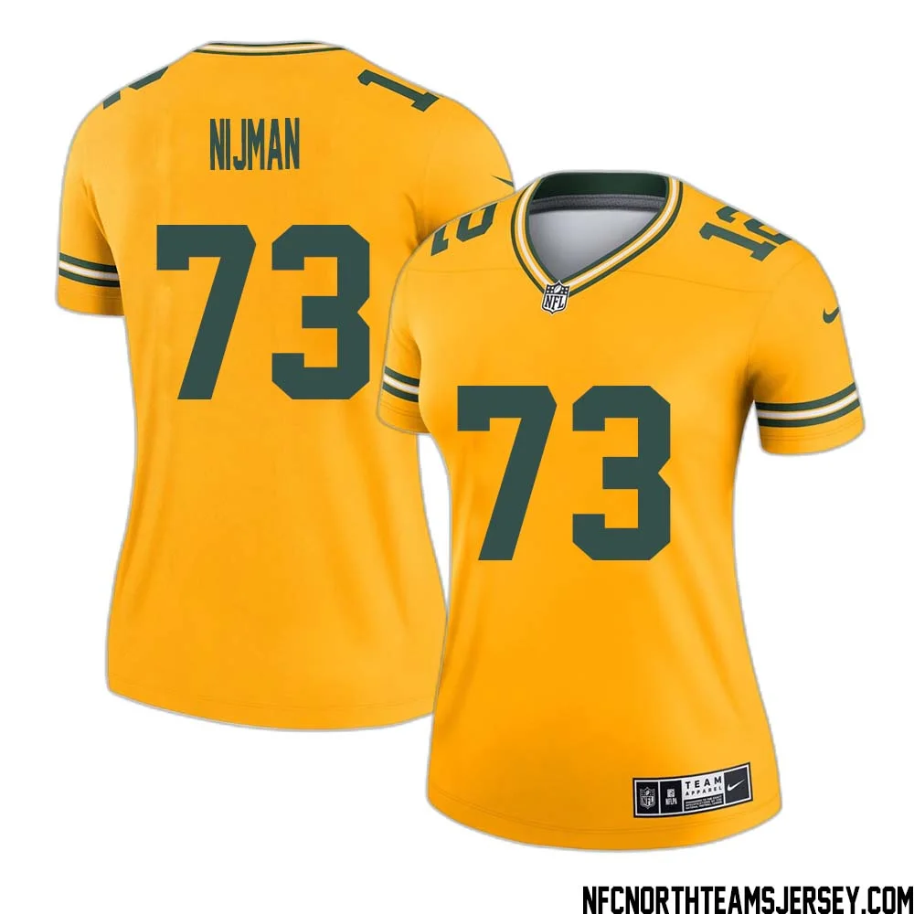 Yosh Nijman No 73 Davante Adams Green Bay Packers Inverted Legend Jersey Gold Women