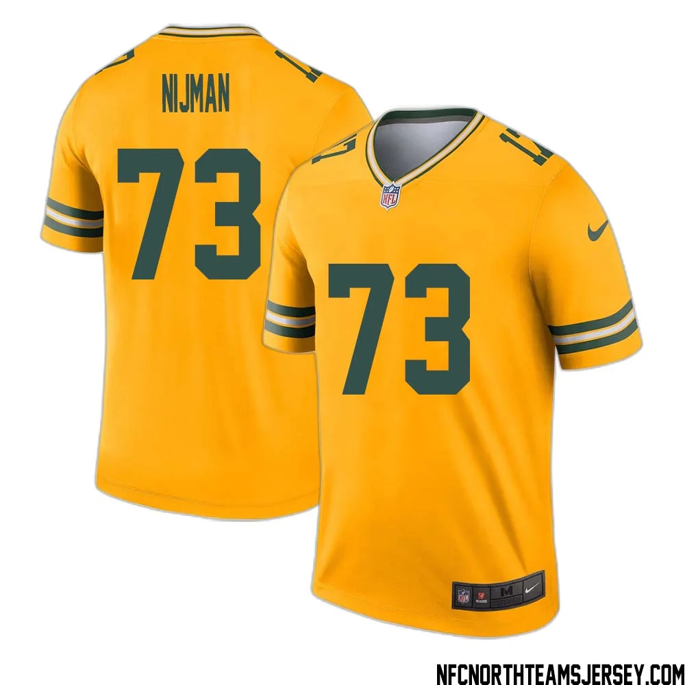 Yosh Nijman No 73 Davante Adams Green Bay Packers Inverted Legend Jersey Gold