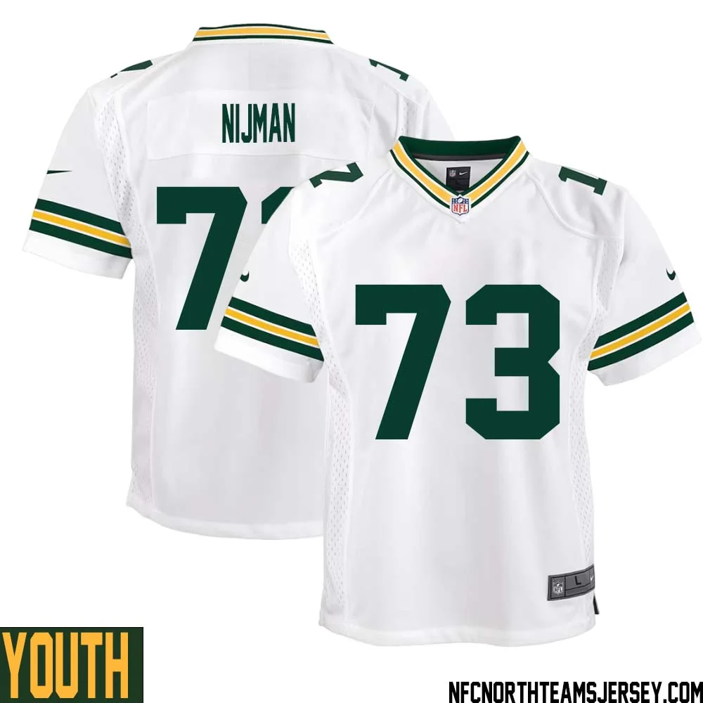 Yosh Nijman No 73 Green Bay Packers Away Game Jersey Youth White 1
