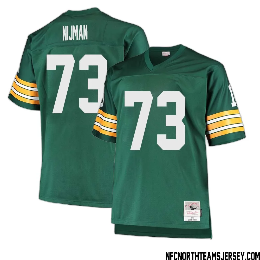 Yosh Nijman No 73 Green Bay Packers Mitchell Ness Big Tall 1968 Retired Player Replica Jersey Green 1