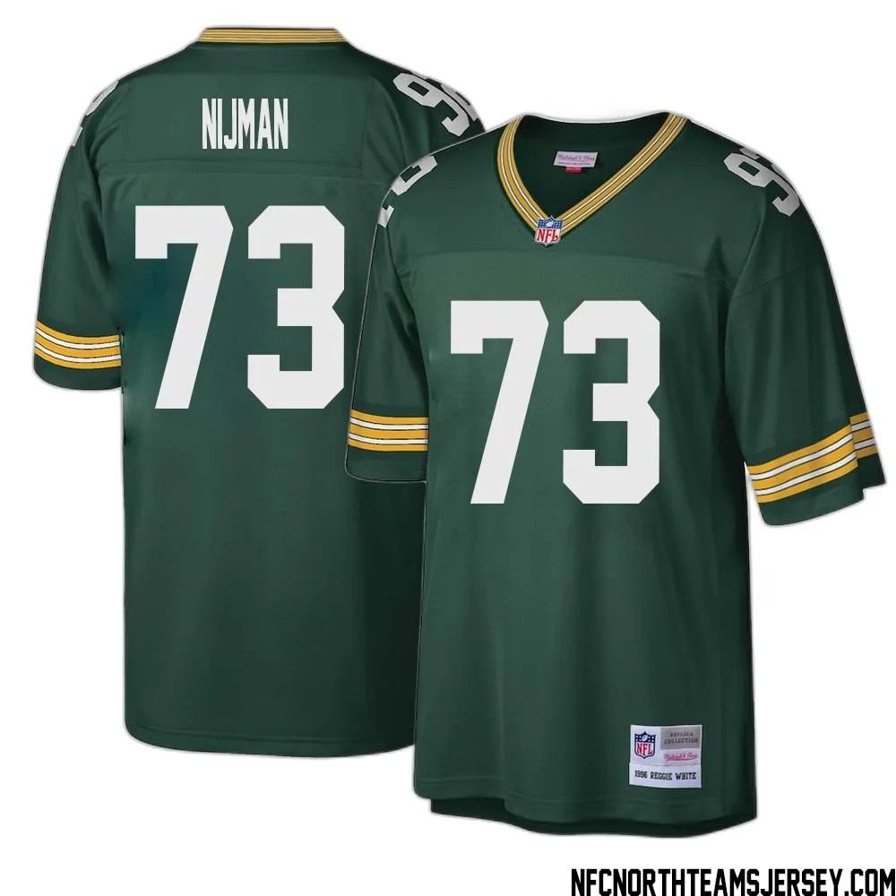 Yosh Nijman No 73 Green Bay Packers Mitchell Ness Big Tall 1996 Retired Player Replica Jersey Green 1 1