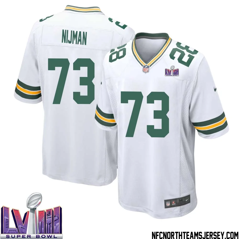 Yosh Nijman No 73 Green Bay Packers Super Bowl LVIII Away Game Jersey Mens White