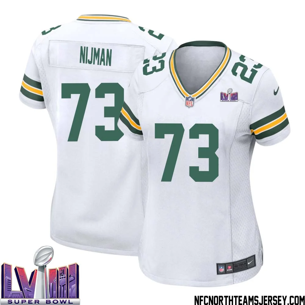 Yosh Nijman No 73 Green Bay Packers Super Bowl LVIII Away Game Jersey Womens White