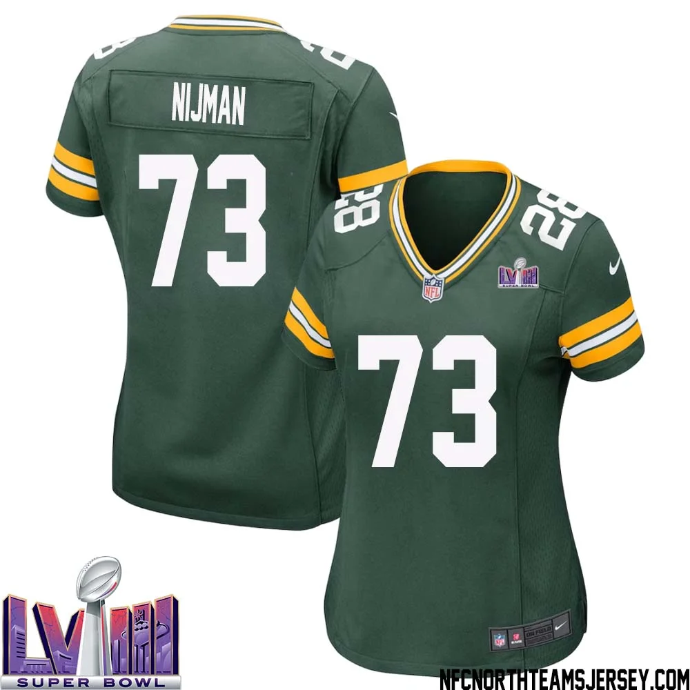 Yosh Nijman No 73 Green Bay Packers Super Bowl LVIII Home Game Jersey Womens