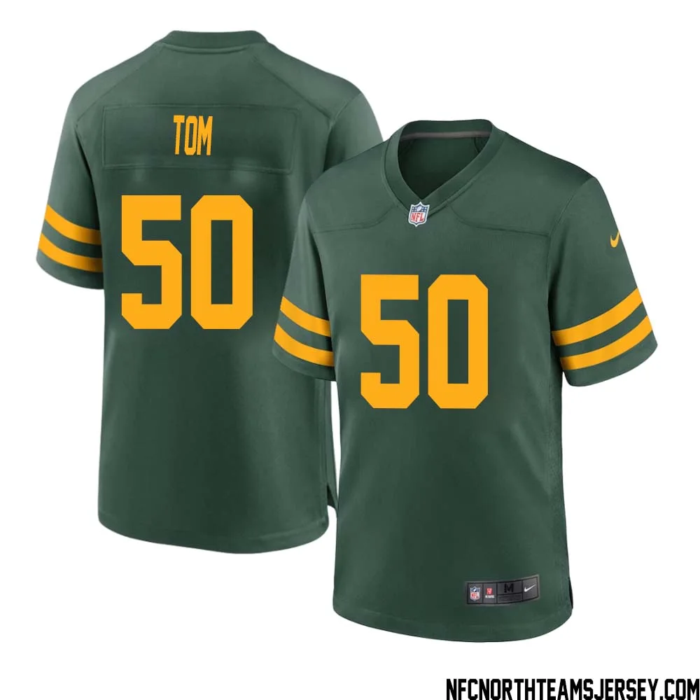 Zach Tom No 50 Green Bay Packers Alternate Jersey Green Mens