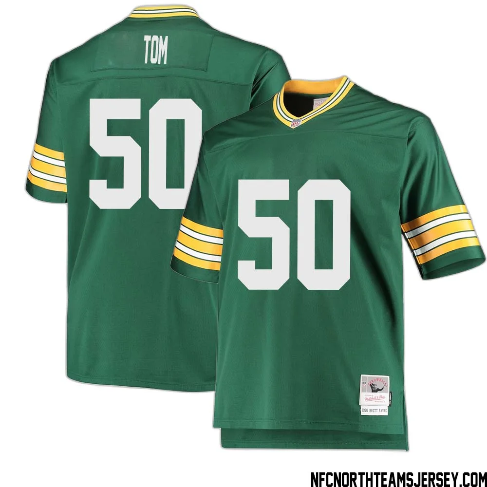 Zach Tom No 50 Green Bay Packers Mitchell Ness Big Tall 1996 Retired Player Replica Jersey Green