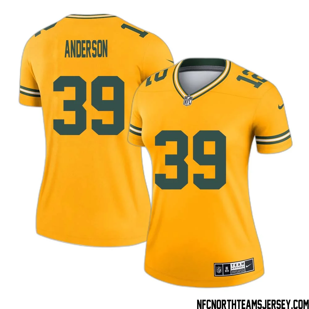 Zayne Anderson No 39 Davante Adams Green Bay Packers Inverted Legend Jersey Gold Women 1