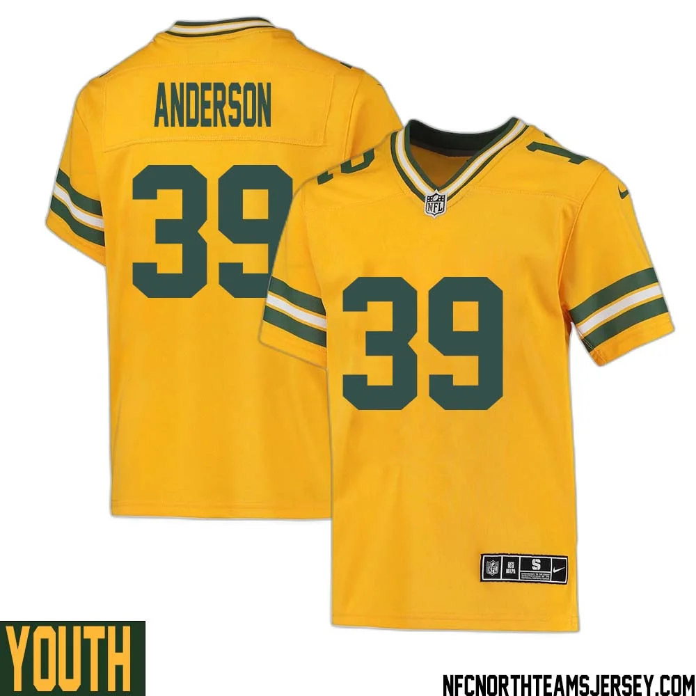 Zayne Anderson No 39 Davante Adams Green Bay Packers Inverted Legend Jersey Gold Youth 1