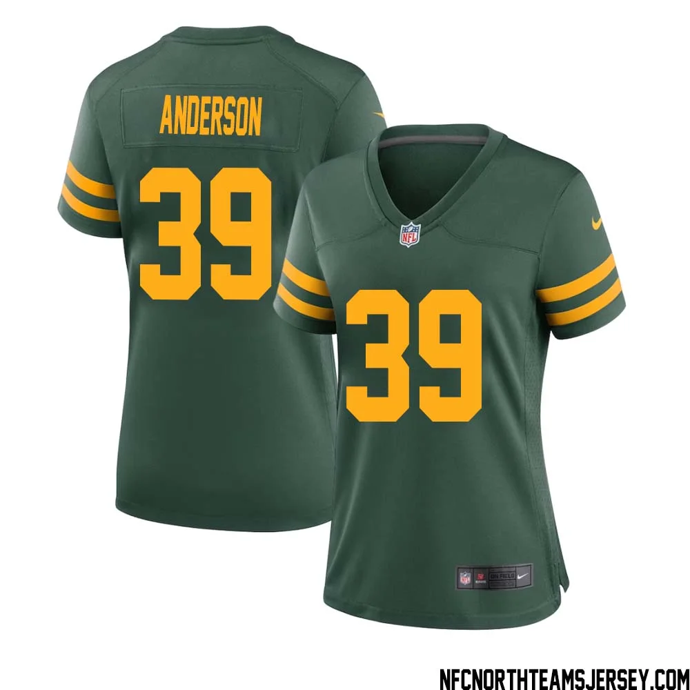 Zayne Anderson No 39 Green Bay Packers Alternate Jersey Green Womens 1