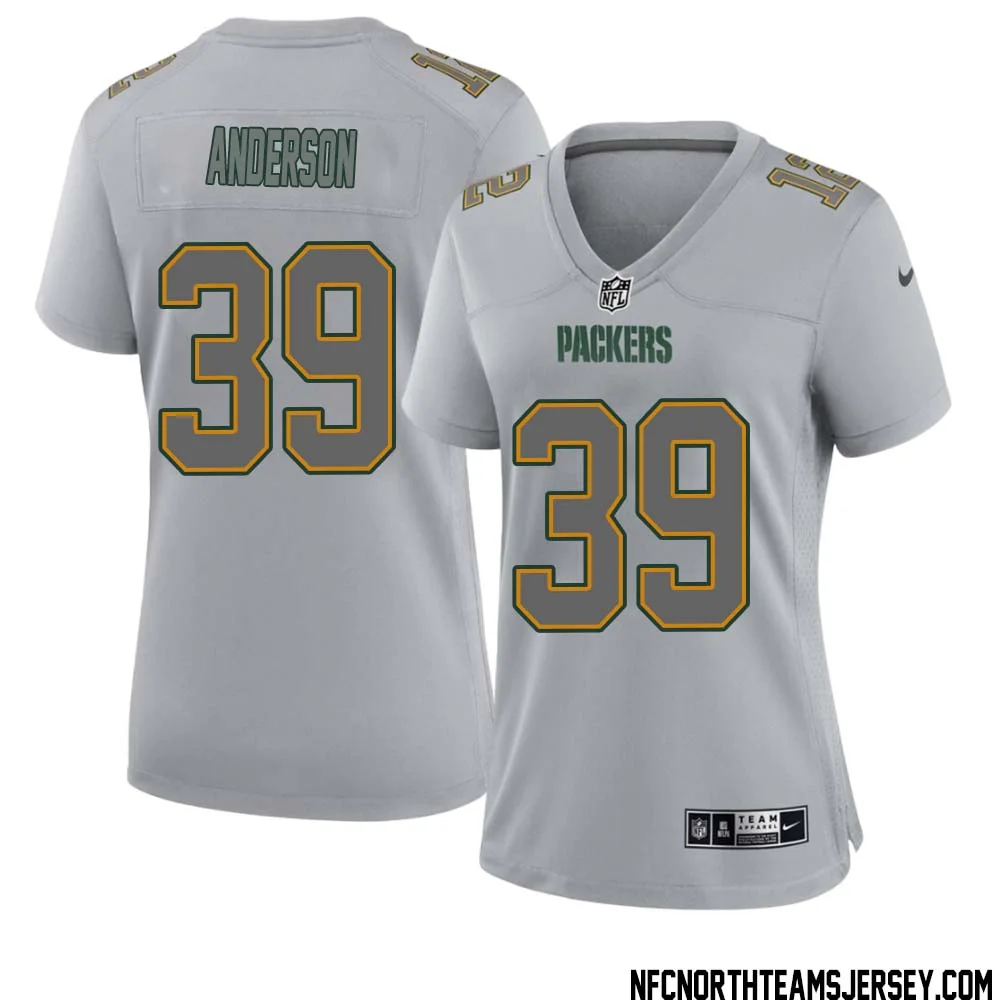 Zayne Anderson No 39 Green Bay Packers Atmosphere Jersey Grey Womens