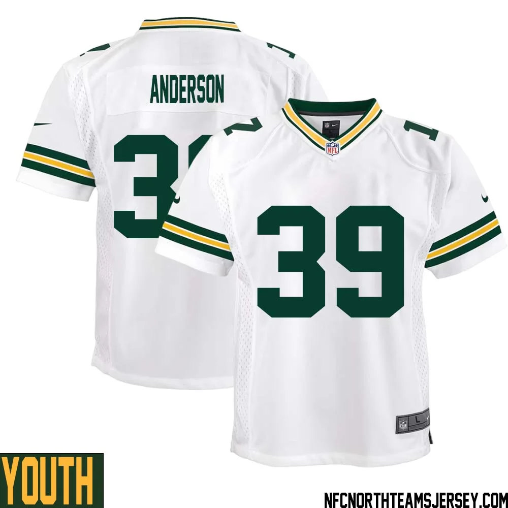 Zayne Anderson No 39 Green Bay Packers Away Game Jersey Youth White