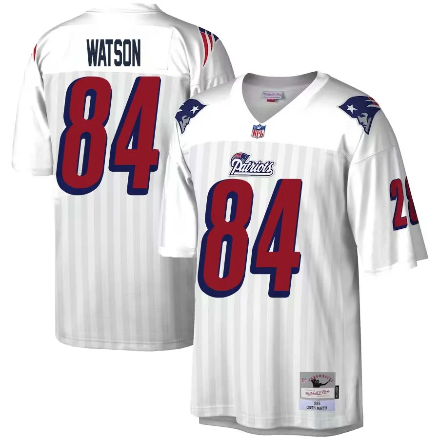 Benjamin Watson No 84 Mitchell Ness White New England Patriots Legacy Replica Jersey for Men 1